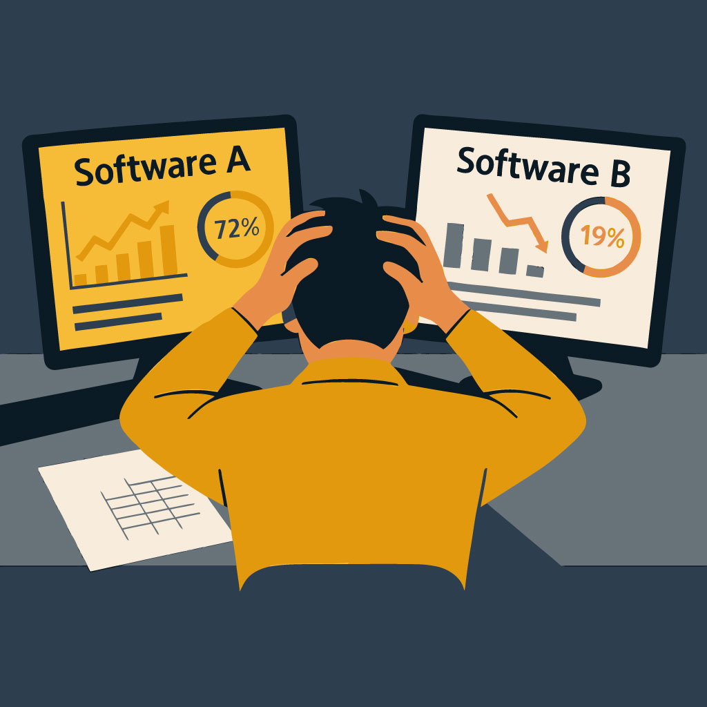 emprendedor con datos contradictorios en sistemas diferentes